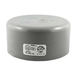 Homerite System 15 Series 326572 DWV Cap, 3 in, Hub, PVC, Gray, SCH 40 Schedule