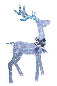 Santas Forest 56088 Iridescent Buck with Bow Yard Decor, 18 in L, 6 in W, Metal/PVC, Internal Light