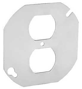 Southwire 54C40-UPC Flat Blank Cover, 4 in W, Octagonal, 2-Gang, Steel, Silver, Galvanized
