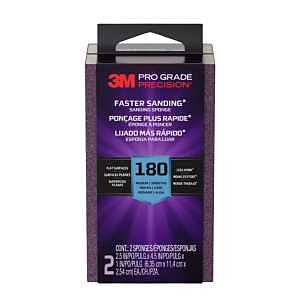 Pro Grade Precision FSB180-PGP-2T Faster Sanding Block Sponge, 2-1/2 in L, 4-1/2 in W, 180 Grit, Fine