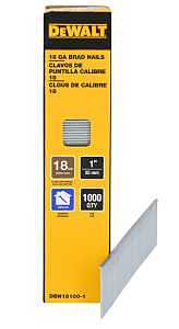 DEWALT DBN18100-1 Collated Brad Nail, 1 in L, 18 ga, Metal, T-Style Head, Smooth Shank