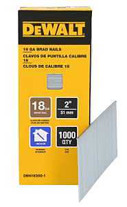 DEWALT DBN18200-1 Collated Brad Nail, 2 in L, 18 ga, Steel, Round Head, Smooth Shank