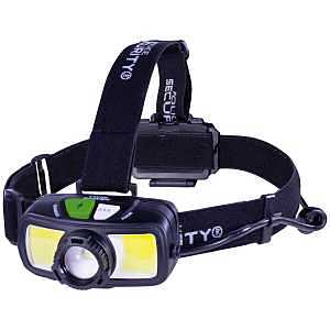 Police Security 97856 Head Lamp, Alkaline, Rechargeable Battery, LED Lamp, 1500 Lumens, 85 m Beam Distance, Black