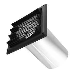 Imperial VT0735 Air Intake Vent Hood, 9.1 in W Hood, 9.1 in H Hood, 6 in Duct, Plastic Hood, Black Hood