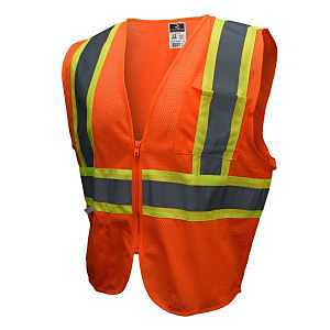 Radwear SV22-2ZOM-M Economy Safety Vest with Two-Tone Trim, M, Unisex, Fits to Chest Size: 25 in, Polyester, Zipper