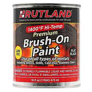 Rutland 81V Premium High-Temperature Paint, Flat, Black, 16 oz Can, Solvent