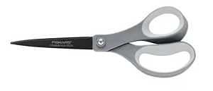 Fiskars 1073590 Non-Stick Titanium Scissor, 8 in OAL, Stainless Steel Blade, Soft Grip Handle, Gray Handle