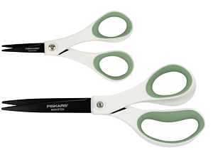 Fiskars 1073594 Scissors, Stainless Steel Blade, Soft Grip Handle, Green/White Handle
