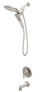 Moen Zyla 82140 Series 82140SRN Tub/Shower Faucet, Standard with Hand Shower Showerhead, 1.75 gpm Showerhead, 1-Handle