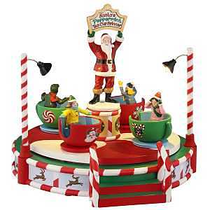 Lemax 54446 Christmas Decor, 6.89 in H, Santa's Peppermint Teacup Spinner, Resin, LED