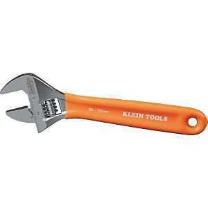 Klein Tools O5076 Adjustable Wrench, 6-1/4 in OAL, 1.06 in Jaw, Steel, Chrome, Contoured Handle
