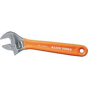 Klein Tools O5078 Adjustable Wrench, 8-1/4 in OAL, 1.29 in Jaw, Steel, Chrome, Contoured Handle