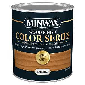 Minwax Wood Finish Color Series 801180000 Interior Wood Stain, Semi-Transparent, Amber, Liquid, 1 qt