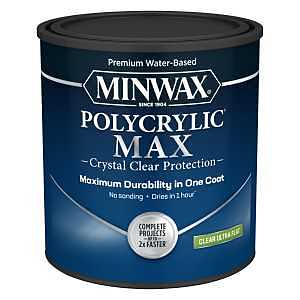Minwax Polycrylic 644445555 Interior Wood Stain, Ultra Flat, Clear, Liquid, 1 qt