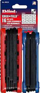 Eklind Ergo-Fold™ 25016 Fold-Up Combo Pack Hex Key Set, 16-Piece, Alloy Steel, Black