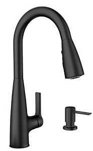 Moen Haelyn 87627 Series 87627BL Pull-Down Kitchen Faucet, 1.5 gpm, 1-Handle, 1, 2, 3, 4-Faucet Hole, Metal