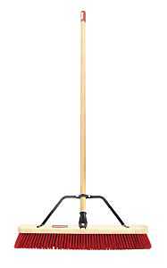 Rubbermaid 1960463 Medium Surface Push Broom, Poly Fiber Bristle, Wood Handle, Red