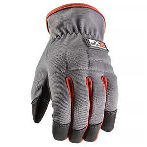 Wells Lamont 7862-XL Gloves, Men's, XL, Adjustable Wrist, Open, Shirred Elastic Wrist Cuff, Black/Gray
