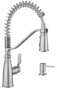 Moen Nolia 87886 Series 87886SRS Kitchen Faucet, 1.5 gpm, 1-Handle, 1, 3-Hole, Metal, Stainless, Lever Handle