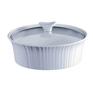 Corningware 1105930 Casserole Dish with Lid, 2.5 qt, Stoneware, French White