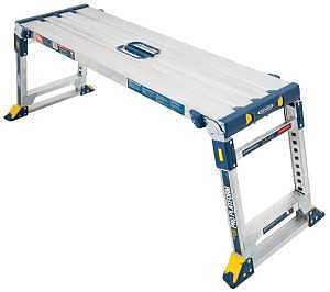 Werner AP-2030-MP3 Work Platform, 57 to 62 in OAW, 20 to 30 in OAH, 46 in OAD, 300 lb, Silver, Aluminum Tabletop