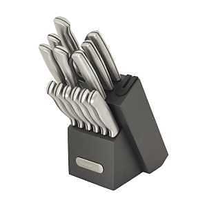 LifetimeBrands 5308303 Cutlery Set with Black Block, Stainless Steel