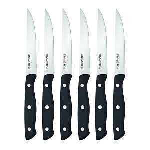 Farberware 5256192 Steak Knife Set, 4-1/2 in L Blade, Stainless Steel Blade, Black Handle, Plain Blade