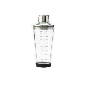 Houdini 18‑oz Glass Cocktail Shaker with Silicone Grip & Built‑in Jigger