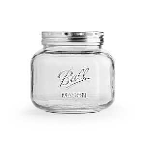 Decorative Mason Jar, Stainless Steel Lid, 1/2-Gallon