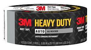 3M All Weather Series 2525-NA Duct Tape, 25 yd L, 1.88 in W, Black