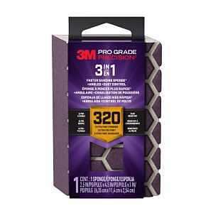 Pro Grade Precision DCDA320-PGP-1T 3-in-1 Sanding Sponge, 2-1/2 in L, 4-1/2 in W, 320 Grit, Extra Fine