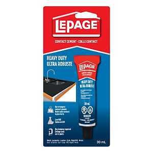 LePage 2994441 Heavy-Duty Contact Cement, Liquid, Pungent, Light Amber, 30 mL Tube