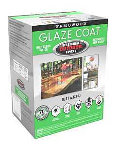 Famowood Glaze Coat 5054030 High-Build Outdoor Epoxy Coating, High-Gloss, Clear, 96 fl-oz