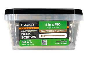 Camo 0376200 Deck Screw, #10 Thread, 4 in L, Coarse Thread, Countersink Head, Star Drive, Type 17 Slash Point, 50