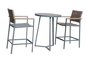 High Bistro Set Wicker Brown