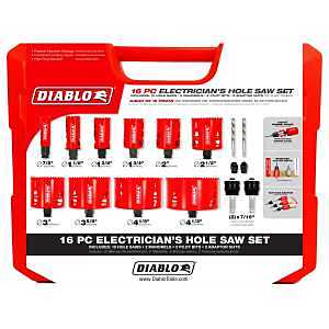 Electrician's Bi-metal Hole Saw Set - 16-piece, 7/8 Inch To 4-1/2 Inch Sizes
