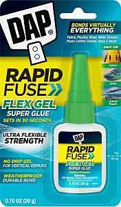 DAP RapidFuse, Flex Gel 7079800163 Super Glue, Liquid, Sharp, Clear, 0.7 oz Bottle