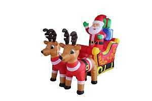 Santas Forest 93022 Inflatable Santa Sleigh, 4 ft H, Polyester, Multi-Color, Internal Light
