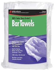 Buffalo 12051 Grade-B Bar Towel, 19 in L, 16 in W, Cotton, White