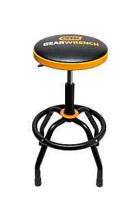GearWrench 86992 Shop Stool, 225 lb, 26 to 31 in H Adjustable, 19 in OAL, Steel Frame, Vinyl Seat
