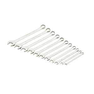 GearWrench 81938G Combination Wrench Set, 11-Piece, Steel, Chrome, Specifications: Long Pattern Length Format
