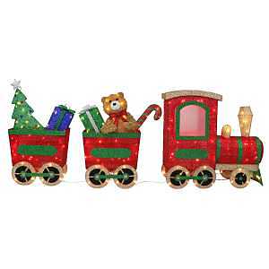 Puleo Asia Limited 315-YD4422L/3 Train Yard Decor, 32-1/8, 24-1/8, 18-3/4 in L, 9-1/2, 8, 8-3/4 in W, Fabric/Metal, LED