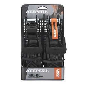 Keeper 43571 Ratchet Tie-Down, 1-1/4 in W, 16 ft L, 1000 lb Working Load