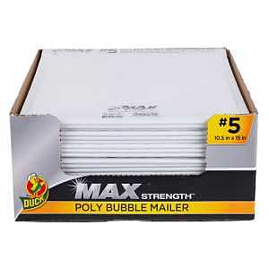 Duck Max Strength 288118 #5 Bubble Mailer, White, Self-Seal