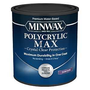 Minwax Polycrylic Max 611115555 Premium Water-Based Clear Finish, Satin, Clear, Liquid, 1 qt