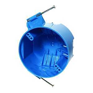 Carlon B620KR-CFB Fan-Rated Ceiling Box, 4 in W, 15 in D, 3-1/2 in H, 1-Gang, Polycarbonate, Blue