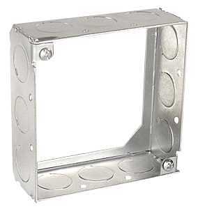 Southwire 53151-1/2-UPC Square Extension Ring, 4 in W, 12-Knockout, Steel, Silver, Galvanized