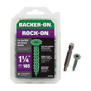 Backer-On Rock-On 23500 Cement Board Screw, #9 Thread, 1-1/4 in L, Hi-Lo Thread, Serrated Head, Star Drive, Sharp Point