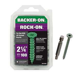 Backer-On Rock-On 23520 Cement Board Screw, #9 Thread, 2-1/4 in L, Hi-Lo Thread, Serrated Head, Star Drive, Sharp Point
