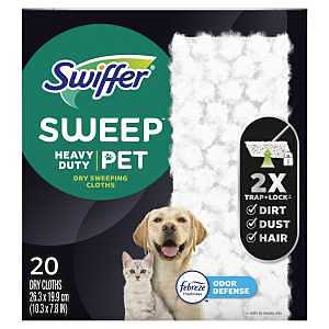 Swiffer 79891 Multi-Surface Pet Dry Heavy-Duty Cloth Refill, Fiber, White